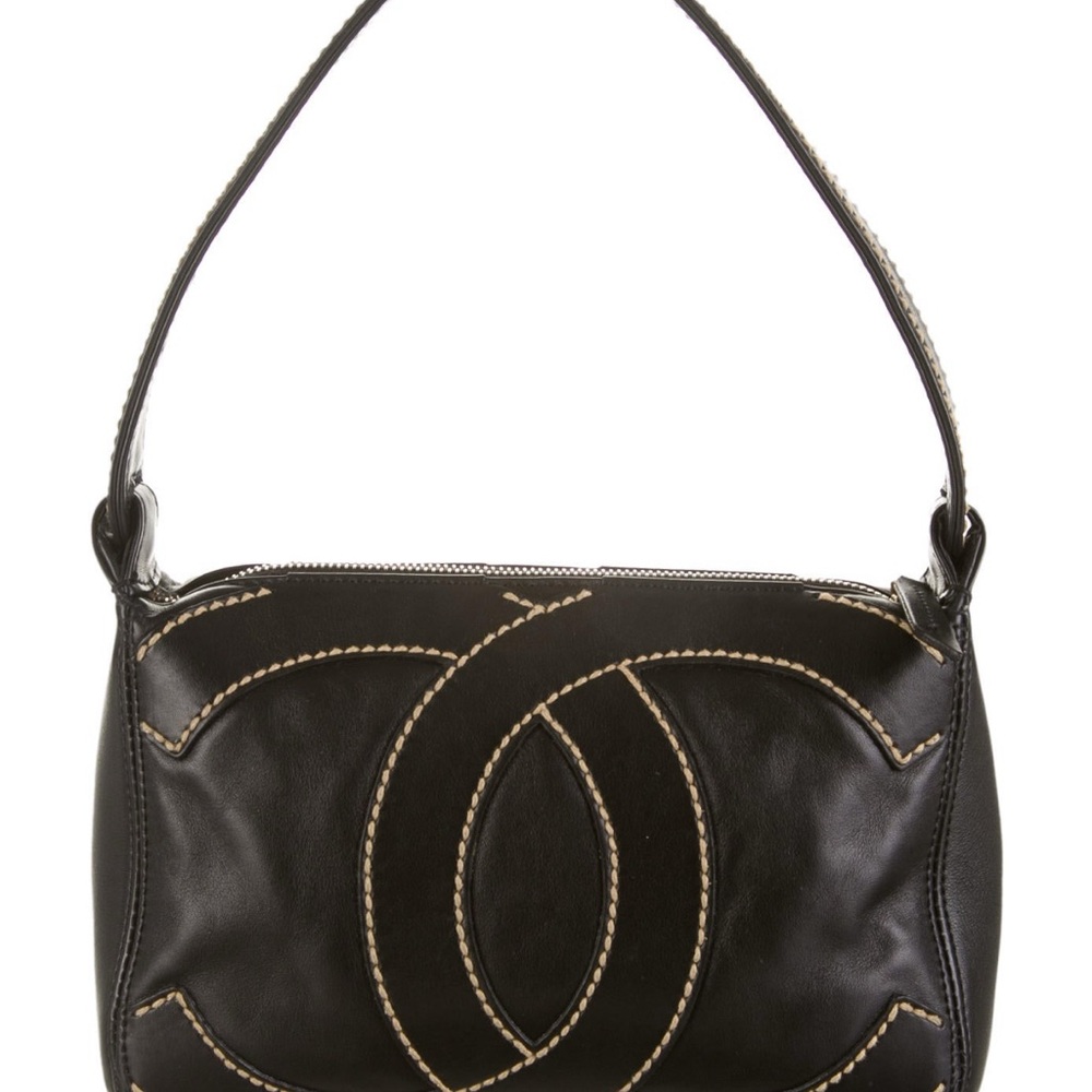 Chanel Black Leather CC Stitch Hobo Bag Karl Lagerfeld 2004–05